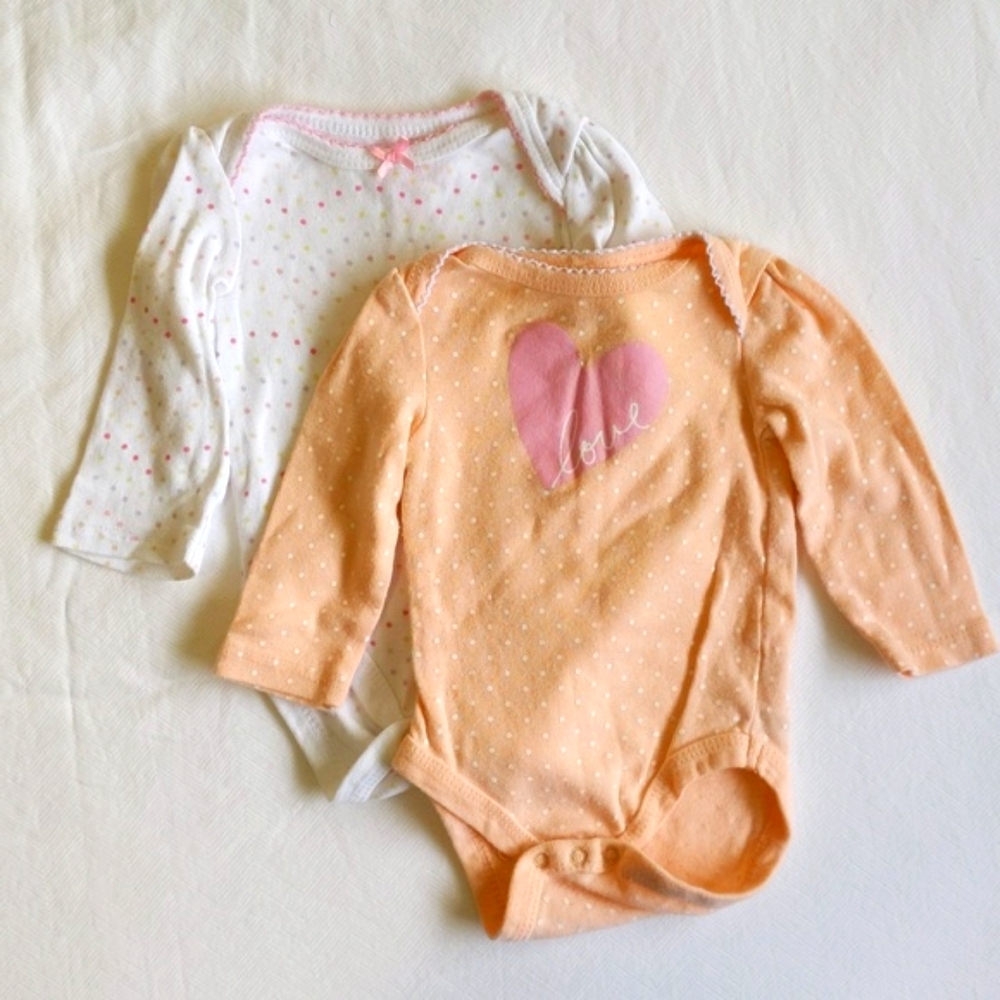 circo 2-pack long sleeve bodysuit diaper shirt bundle 0-3 months baby girl